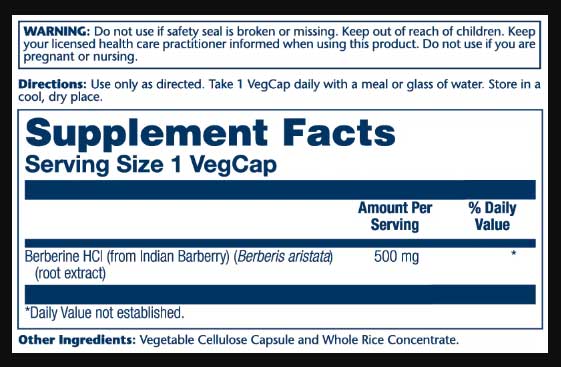 Solaray Berberine 500 mg Ingredients