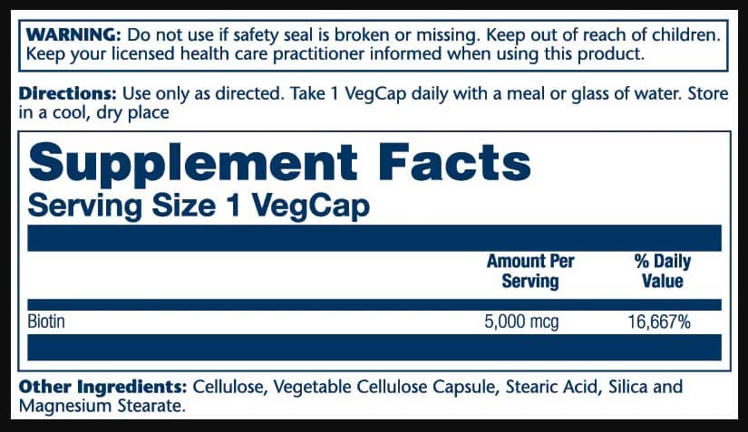 Solaray Biotin 5000 Ingredients