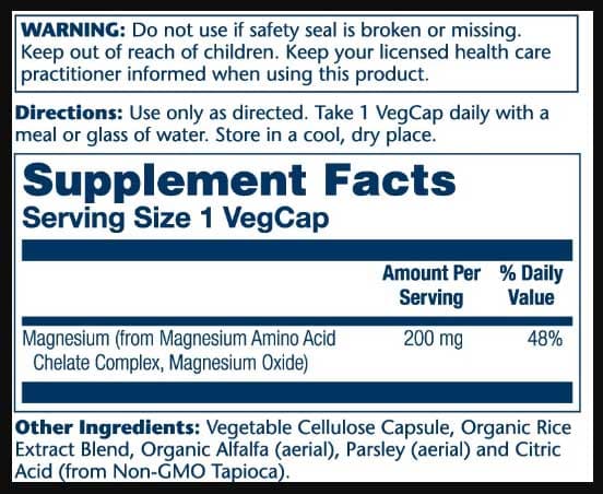 Solaray Magnesium 200 Ingredients
