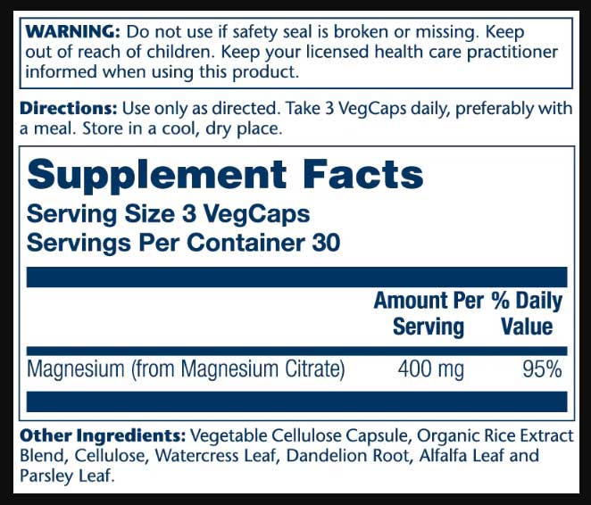 Solaray Magnesium Citrate 400 Ingredients
