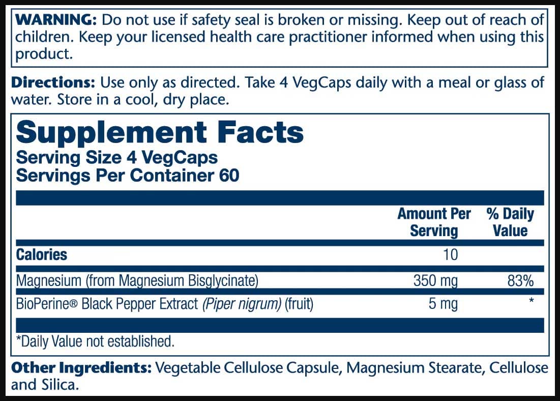 Solaray Magnesium Glycinate 350 mg Ingredients