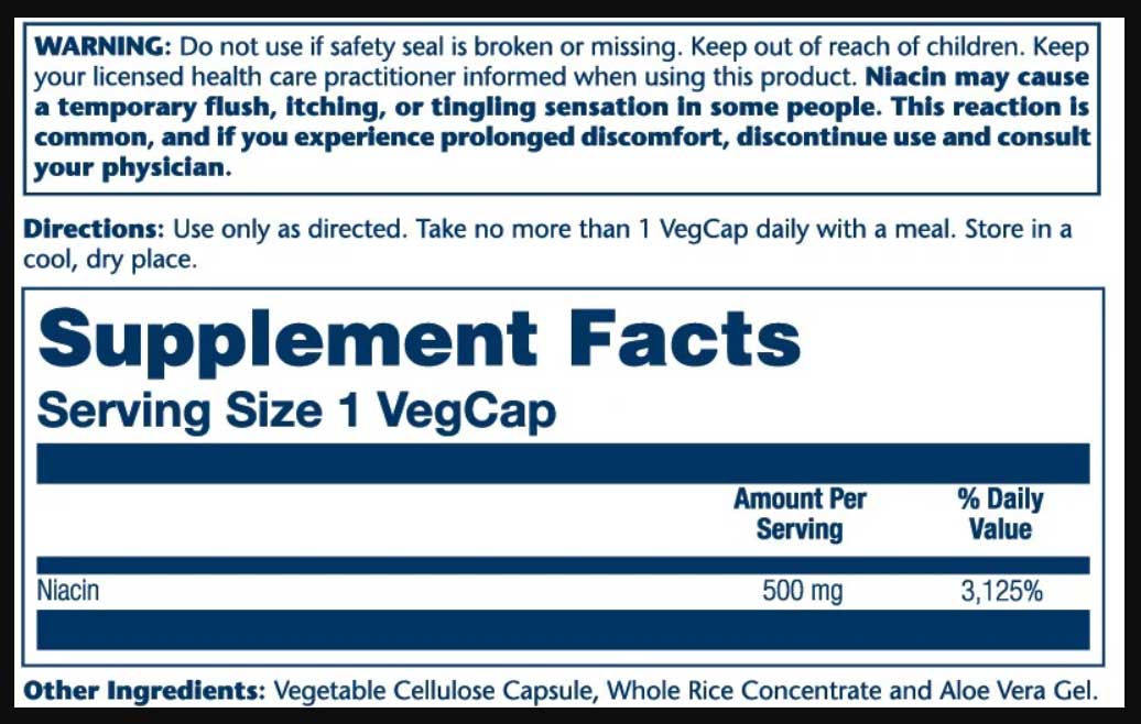 Solaray Niacin 500 Ingredients