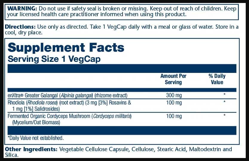 Solaray SharpMind Energy Ingredients