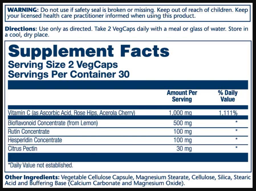 Solaray Super Bio Vitamin C 1000 mg Ingredients