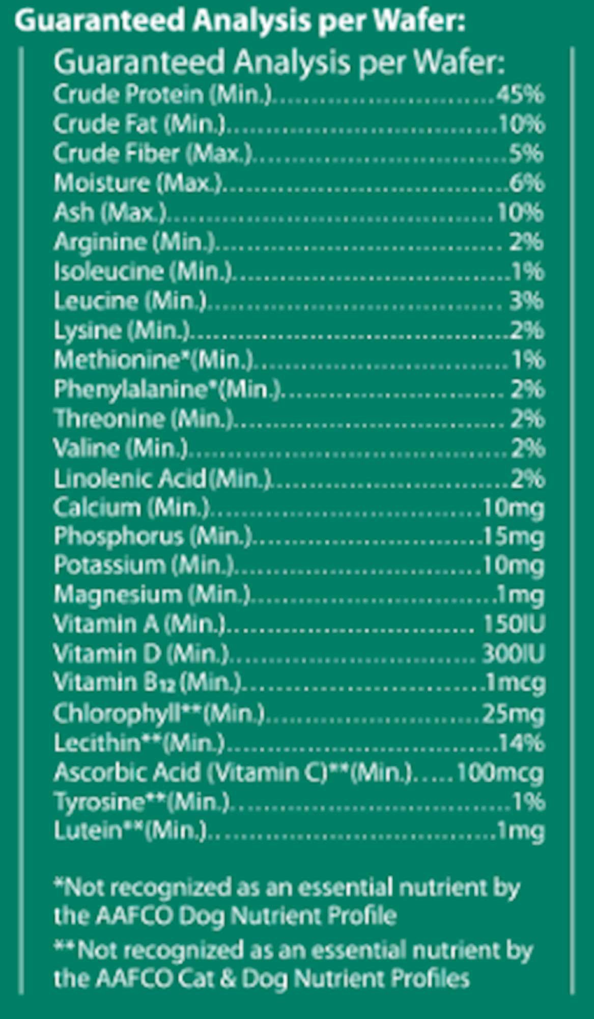 Sun Chlorella USA Rejuv-A-Wafer Ingredients