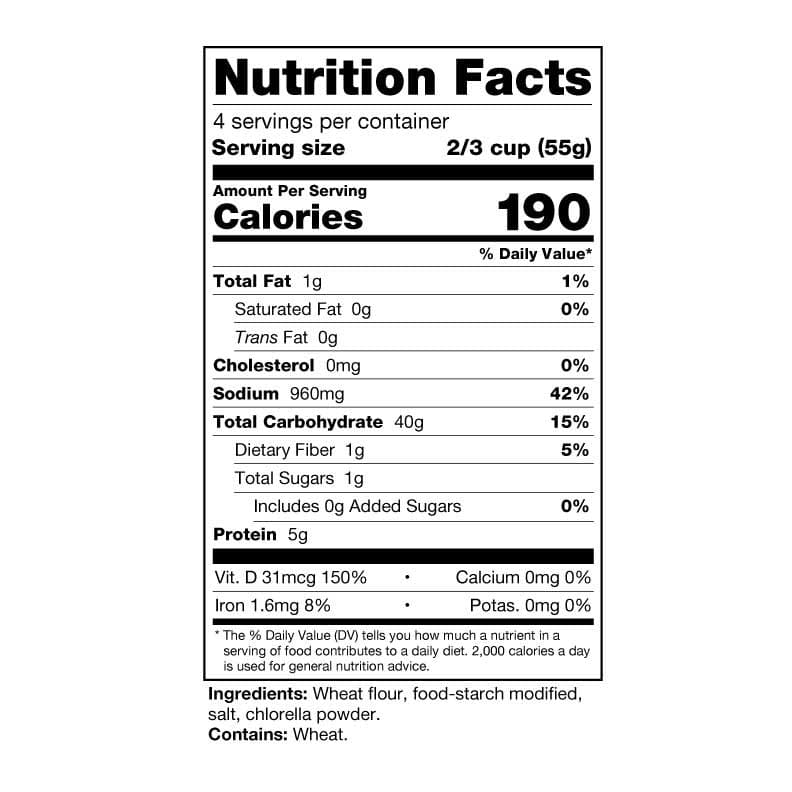 Sun Chlorella USA Sun Chlorella Udon Noodles Ingredients