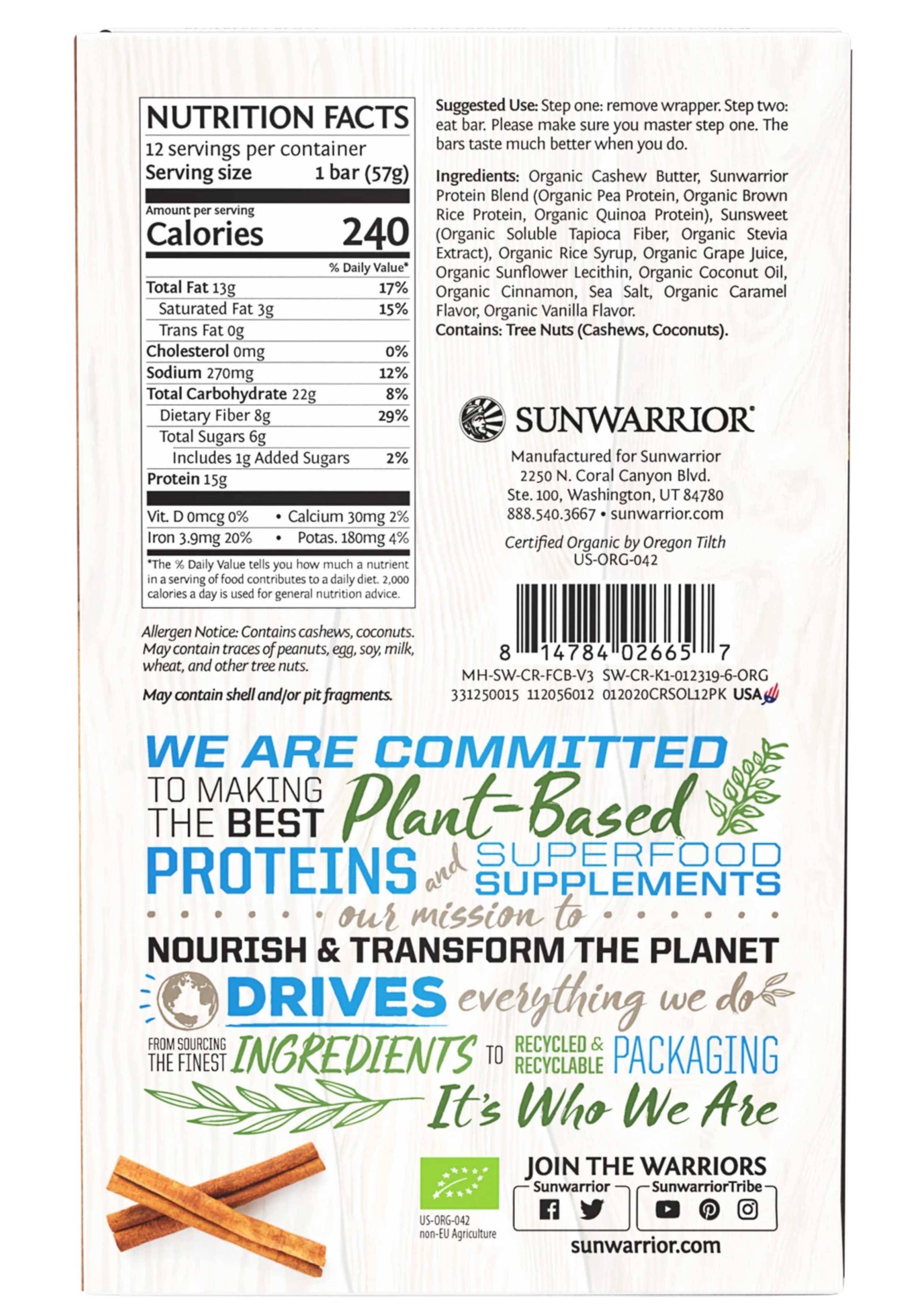 Sunwarrior Sol Good Protein Bars Ingredients