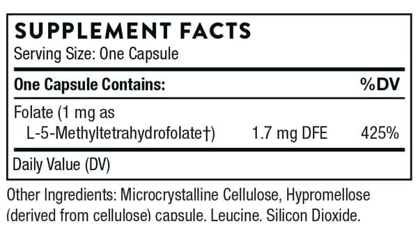 Thorne Research 5-MTHF Ingredients