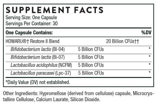 Thorne Research FloraSport 20B Ingredients