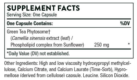 Thorne Research Green Tea Phytosome Ingredients