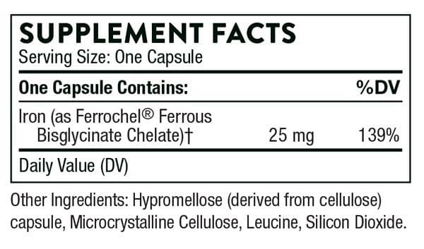 Thorne Research Iron Bisglycinate Ingredients