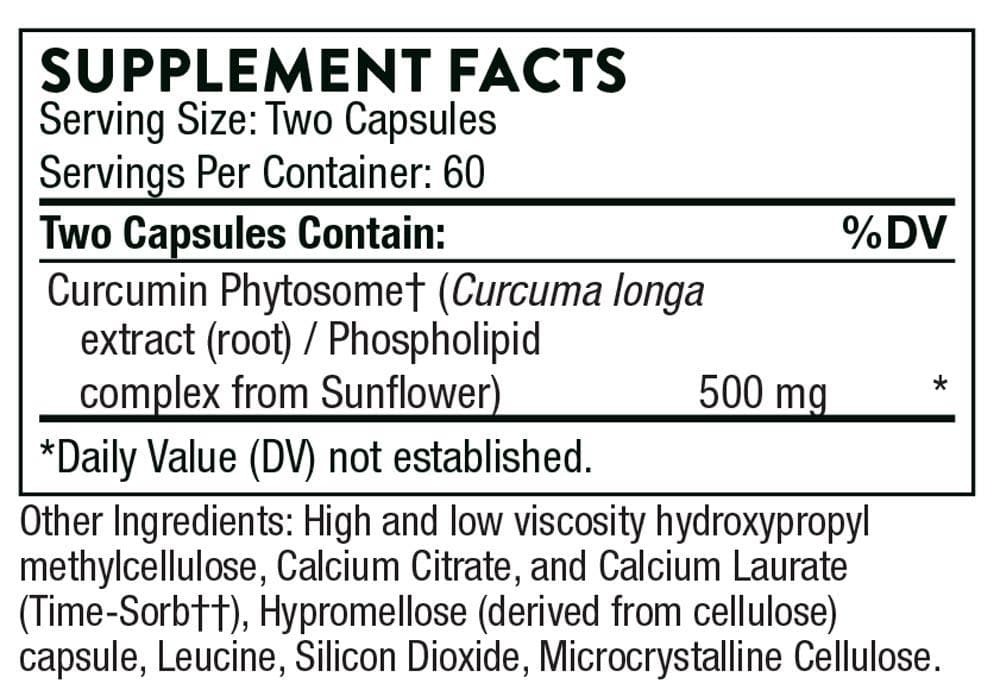 Thorne Research Curcumin Phytosome - Sustained Release (formerly Meriva) Ingredients