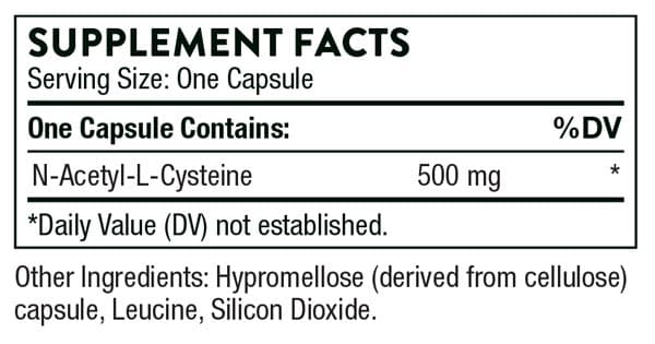 Thorne Research NAC Ingredients