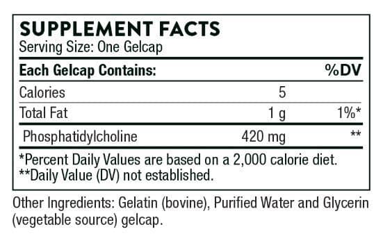 Thorne Research Phosphatidyl Choline Ingredients