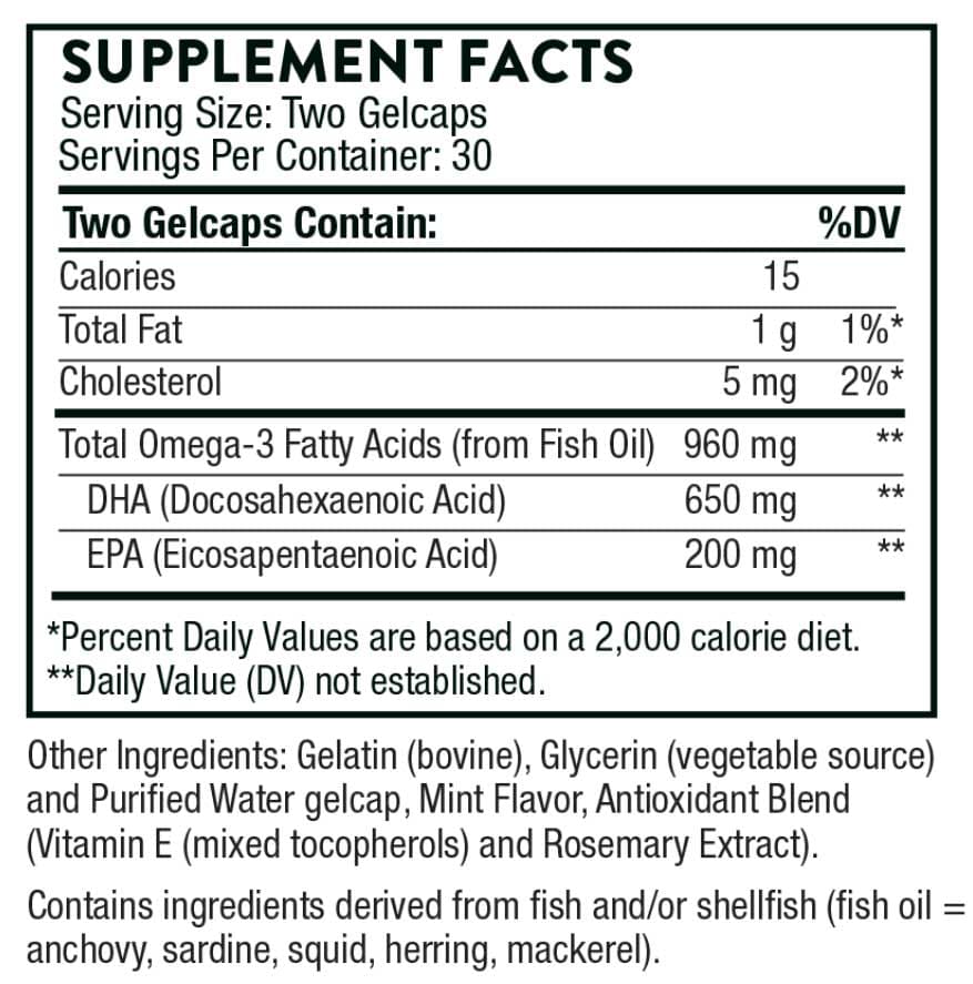 Thorne Research Prenatal DHA Ingredients