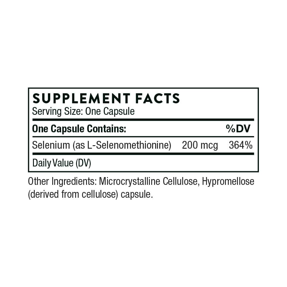 Thorne Research Selenium (formerly Selenomethionine) Ingredients