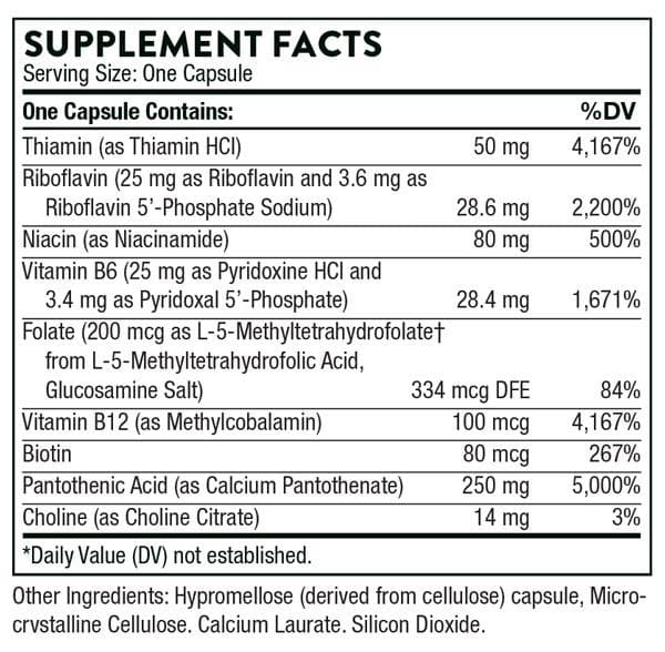 Thorne Research Stress B-Complex Ingredients