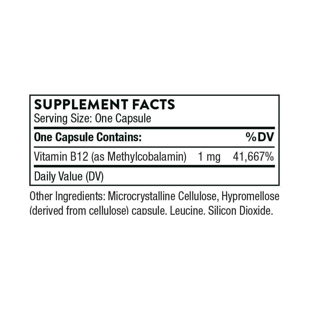 Thorne Research Vitamin B12 (formerly Methylcobalamin) Ingredients