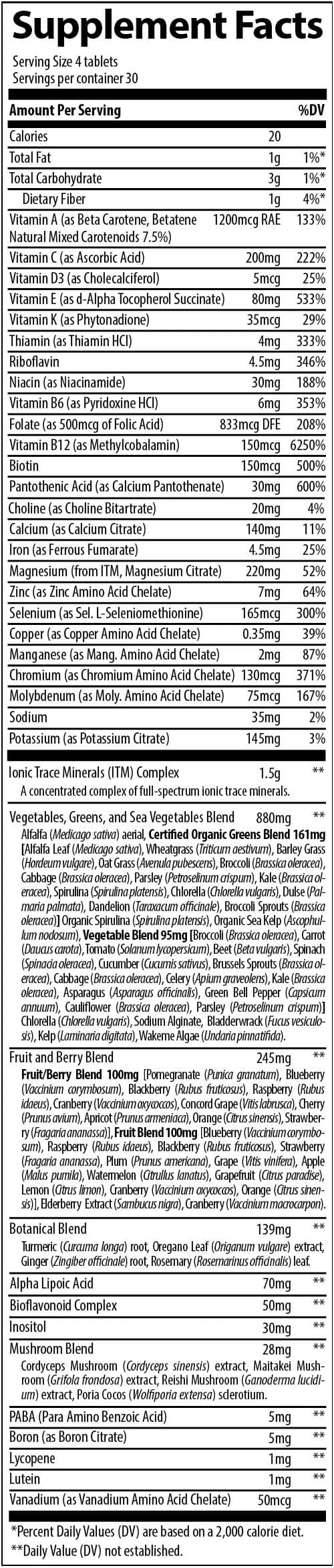 Trace Minerals Research Complete Foods Multi Ingredients 