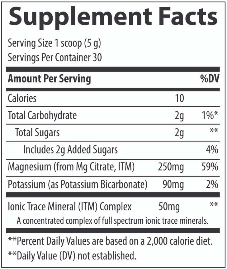 Trace Minerals Research Blood Pressure Support Magnesium Powder Ingredients