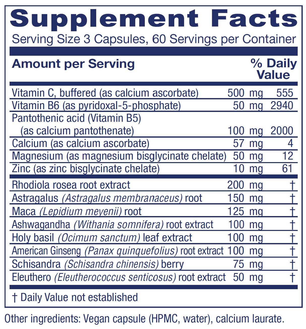 Vitanica Adrenal Assist Ingredients
