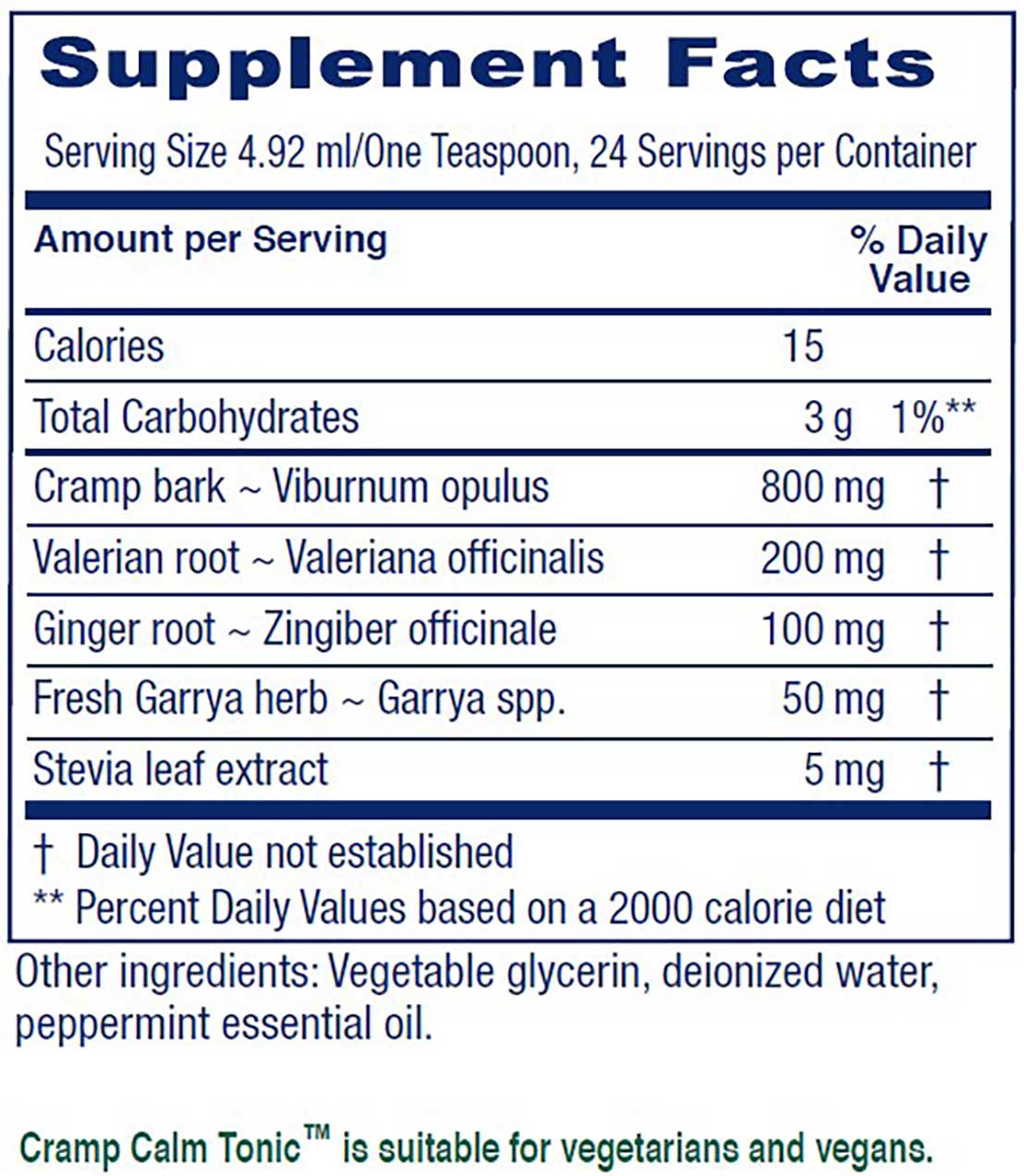 Vitanica Cramp Calm Tonic Ingredients