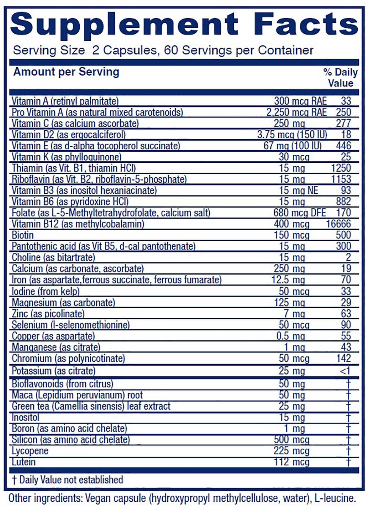 Vitanica FemTeen Symmetry Ingredients