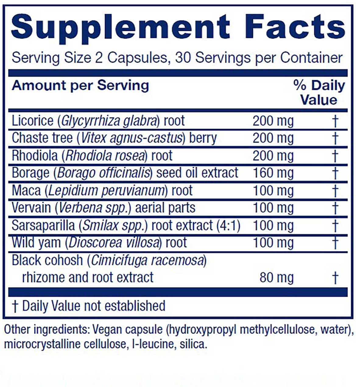 Vitanica Fem Rebalance Ingredients