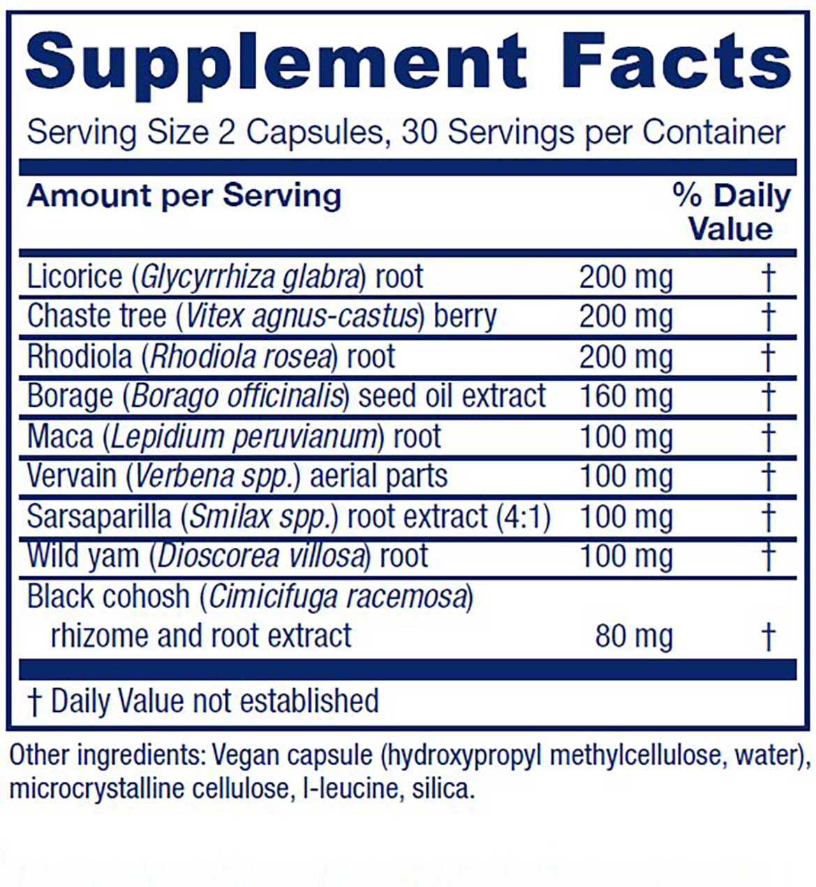 Vitanica Fem Rebalance Ingredients 