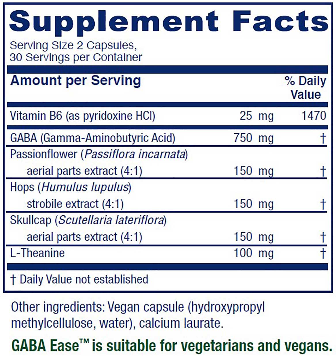 Vitanica GABA Ease Ingredients