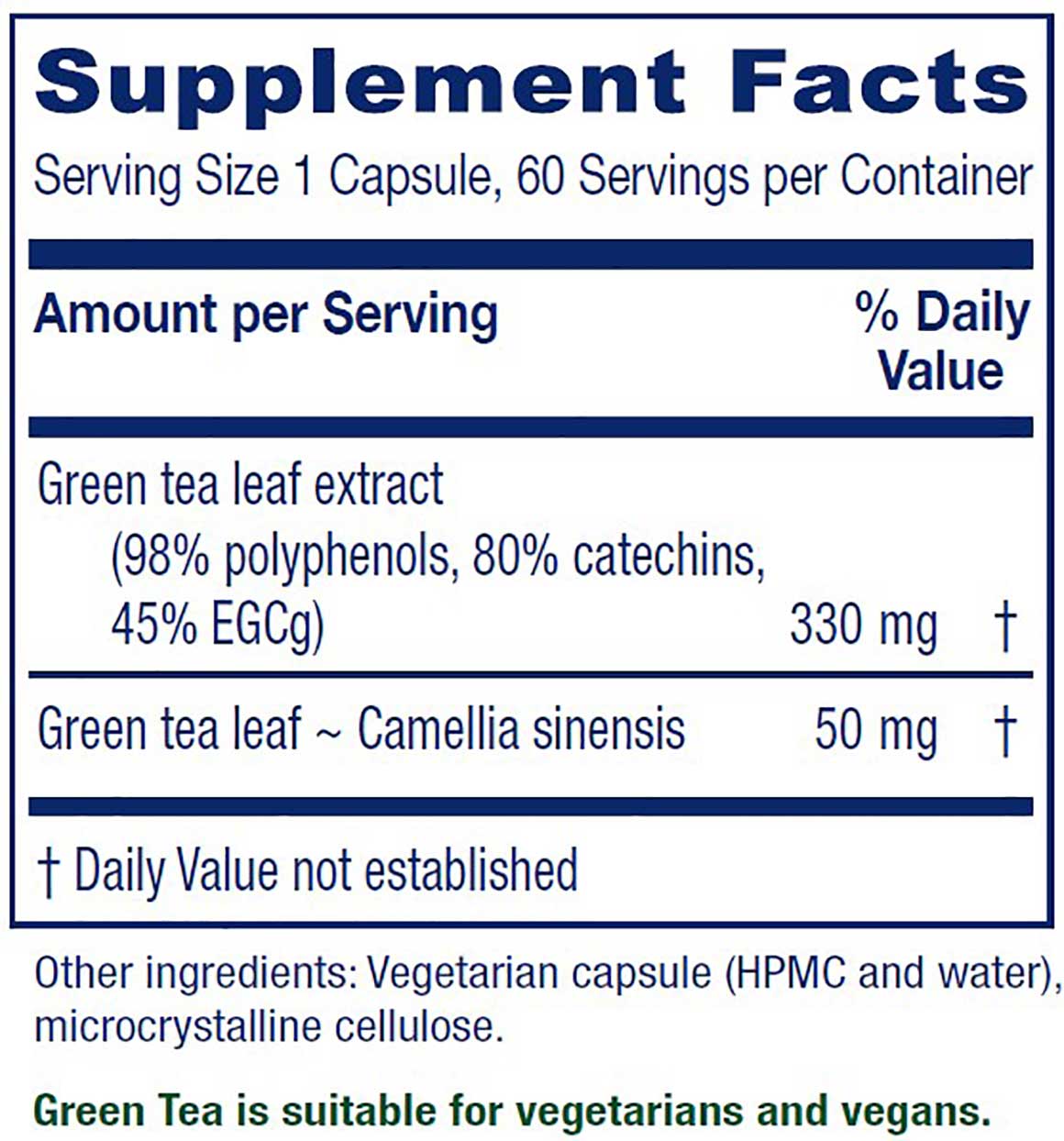 Vitanica Green Tea Ingredients