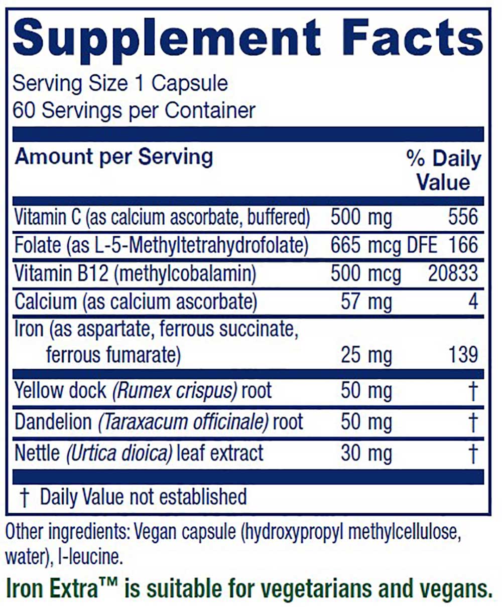 Vitanica Iron Extra Ingredients