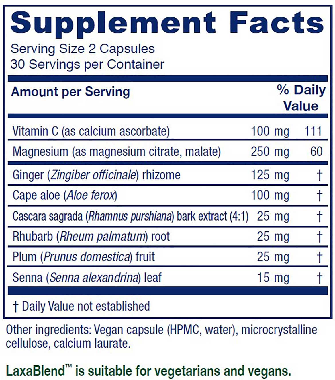 Vitanica LaxaBlend Ingredients