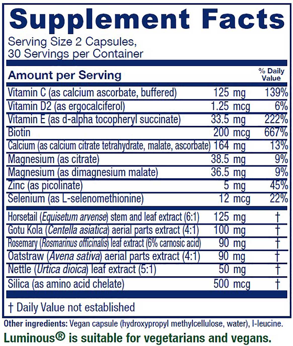 Vitanica Luminous Ingredients