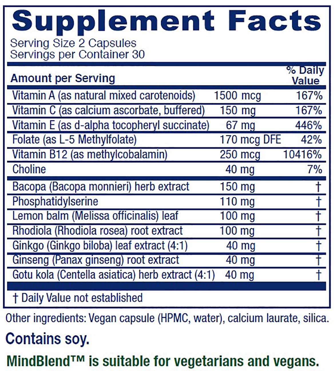 Vitanica MindBlend Ingredients