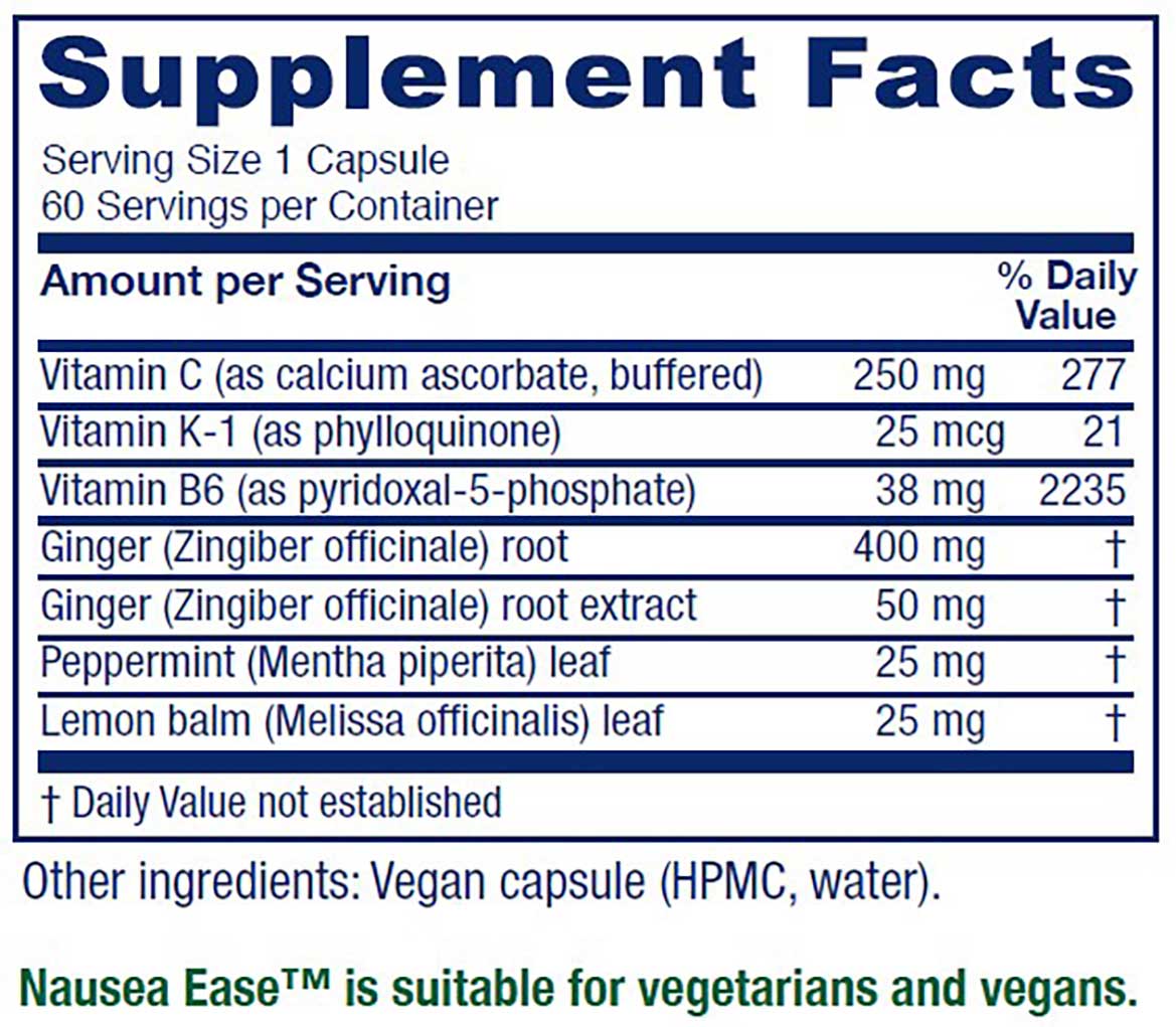 Vitanica Nausea Ease Ingredients