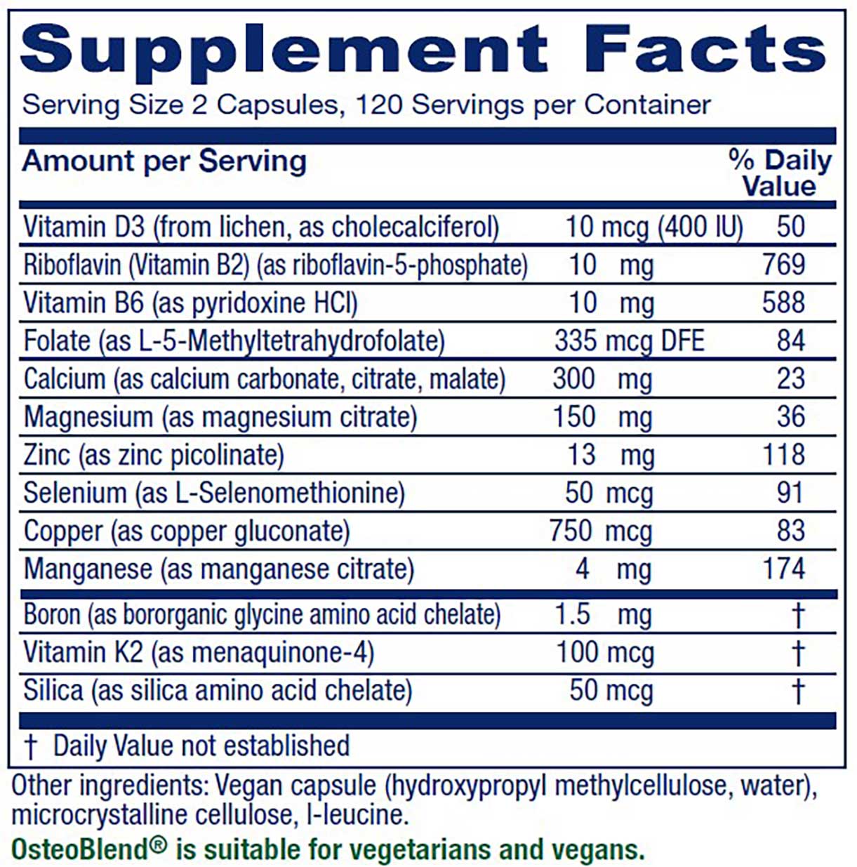 Vitanica OsteoBlend Ingredients