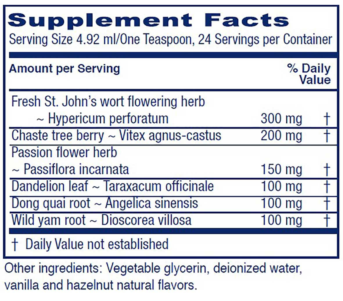 Vitanica PMS Tonic Ingredients
