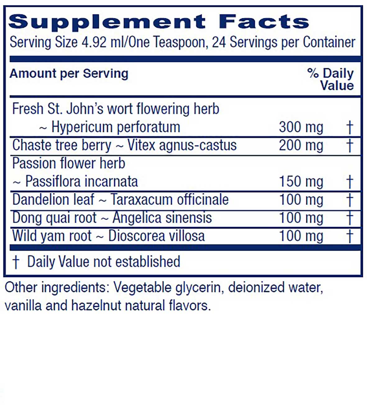 Vitanica PMS Tonic Ingredients