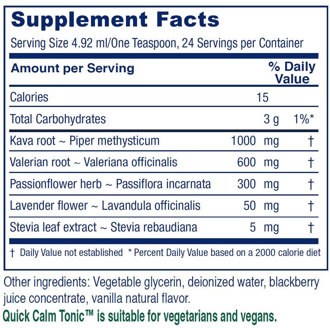 Vitanica Quick Calm Tonic Ingredients