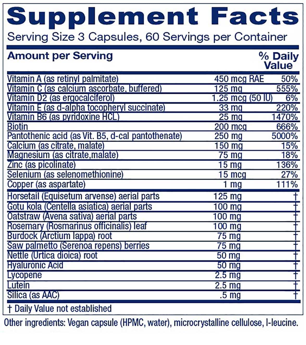Vitanica Skin Assist Ingredients