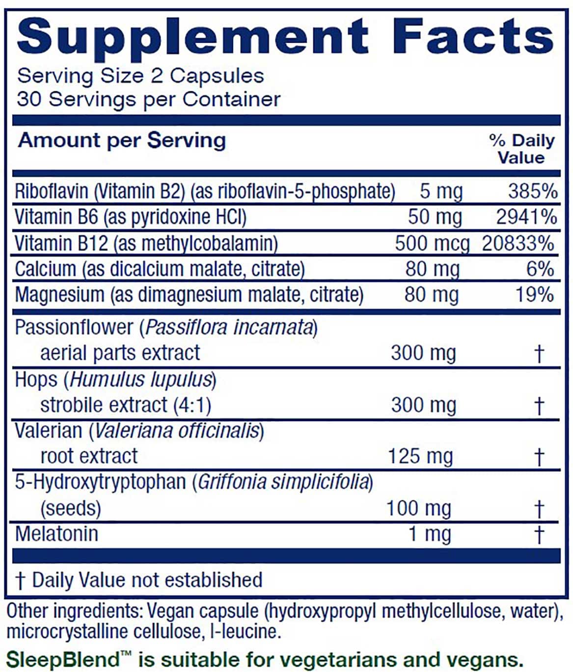 Vitanica SleepBlend Ingredients