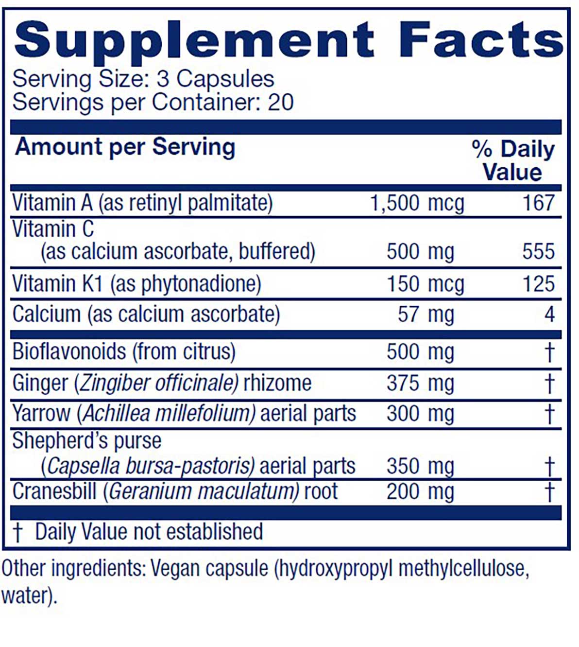 Vitanica Slow Flow Ingredients 