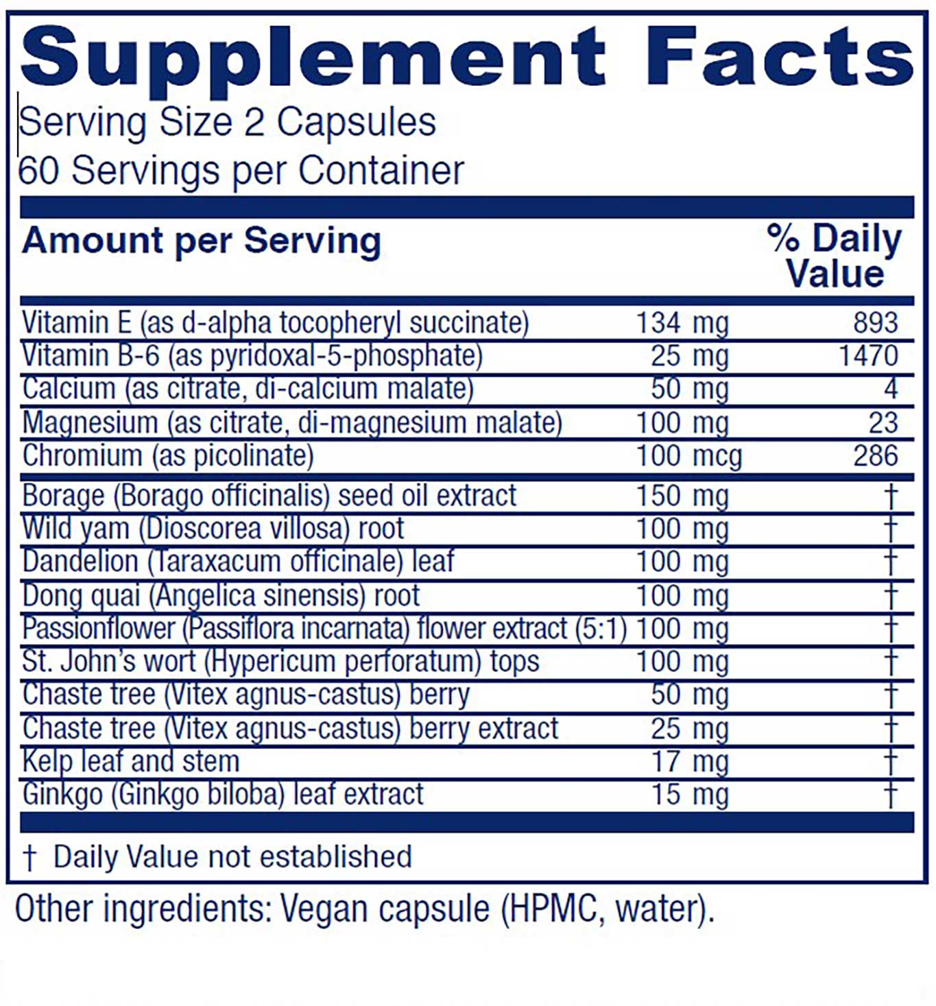 Vitanica Women's Phase I Ingredients