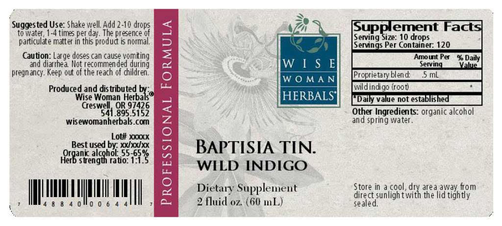 Wise Woman Herbals Baptisia Tinctoria Wild Indigo Label