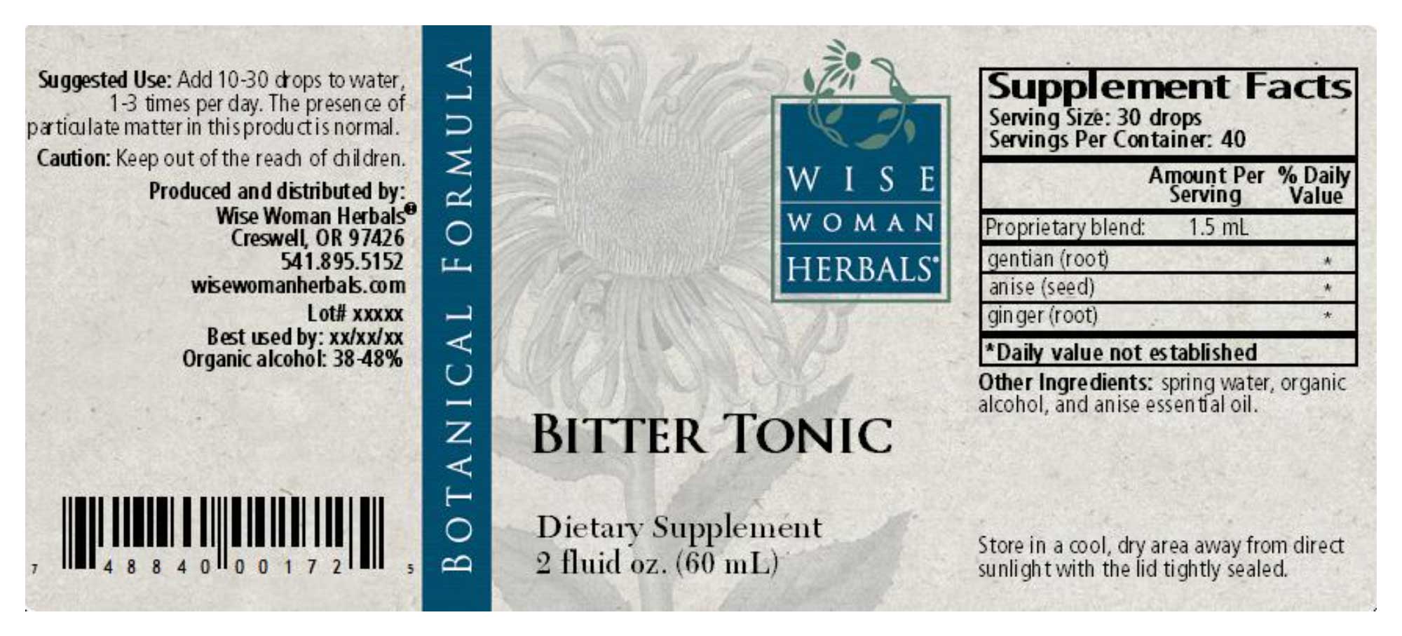 Wise Woman Herbals Bitter Tonic Label