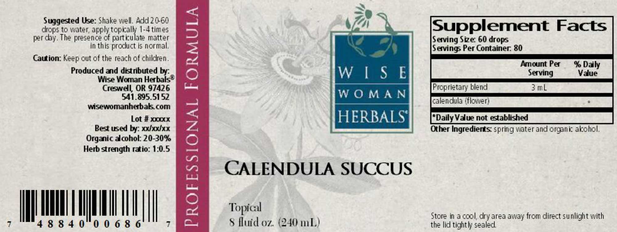 Wise Woman Herbals Calendula Officinalis (Succus) Label