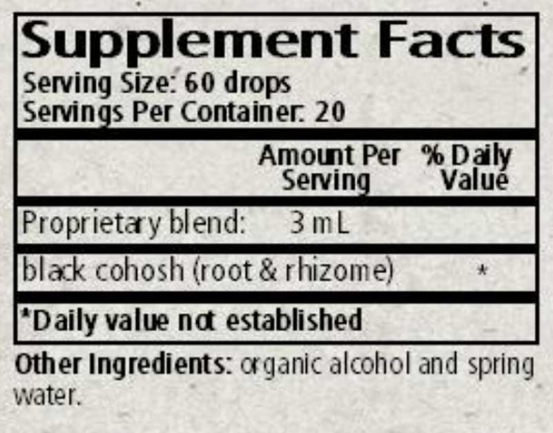 Wise Woman Herbals Cimicifuga Racemosa Black Cohosh Ingredients