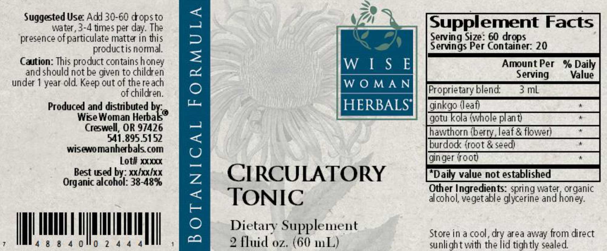 Wise Woman Herbals Circulatory Tonic Label