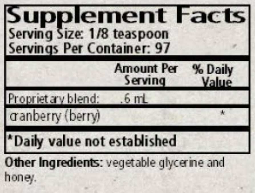 Wise Woman Herbals Cranberry Syrup Ingredients